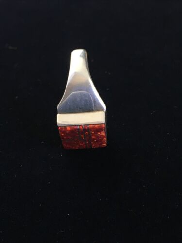 Navajo Men's Red Opal Inlay Ring | Sterling Silver | Sz 9.5 | Authentic Native American Handmade | 10104