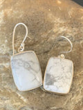 Navajo Sterling Silver White Howlite Black Dangle Rectangle Earrings | 0.75" | 12069