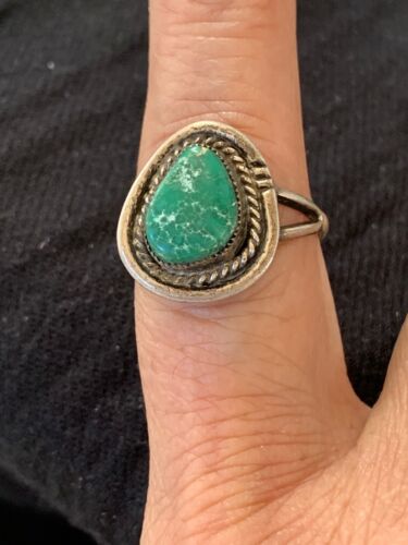 Native American Turquoise Navajo Old Pawn Ring | Sterling Silver | Sz 8.75 | 4714