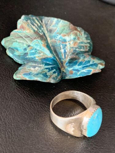 Navajo Blue Kingman Turquoise Ring | Sterling Silver | Sz 11 | Authentic Native American Handmade | 14144