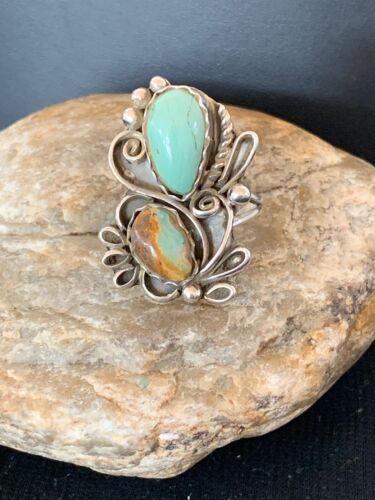 Navajo Multi-Stone Turquoise Ring | Sterling Silver | Sz 10.5 | Native American Handmade | 3230