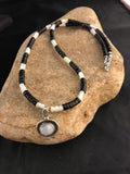 Navajo Mother of Pearl Black Onyx Pendant | Sterling Silver | Authentic Native American