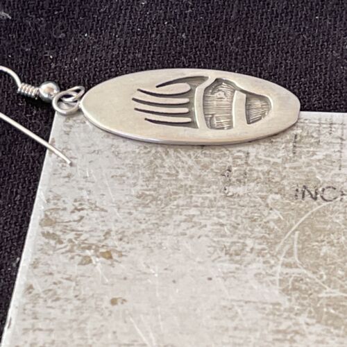 Native American Bearpaw Dangle Earrings | Hopi Sterling Silver Handmade | 01506