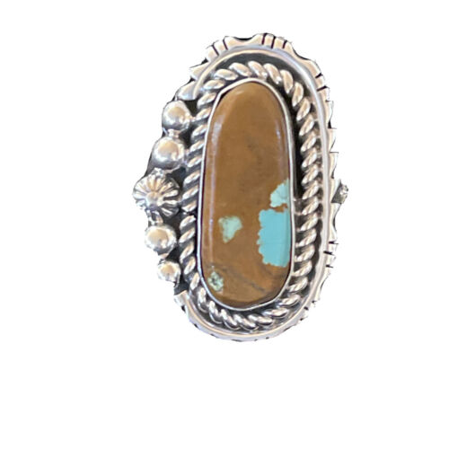 Native American Navajo Sterling Silver #8 Turquoise Ring | Sz 10.5 | 1133