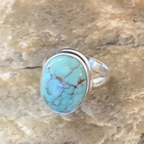 Navajo Blue Turquoise Ring | Sterling Silver | Sz 6 | Authentic Native American Handmade | 11427