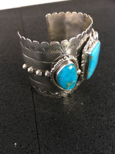 Native American Ithaca Peak Turquoise Men's Bracelet | Sterling Silver | 8816 - Masha USA