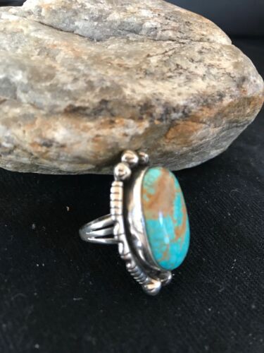 Navajo Blue Turquoise #8 Ring | Sterling Silver | Sz 5.5 | Authentic Native American Handmade | 3531