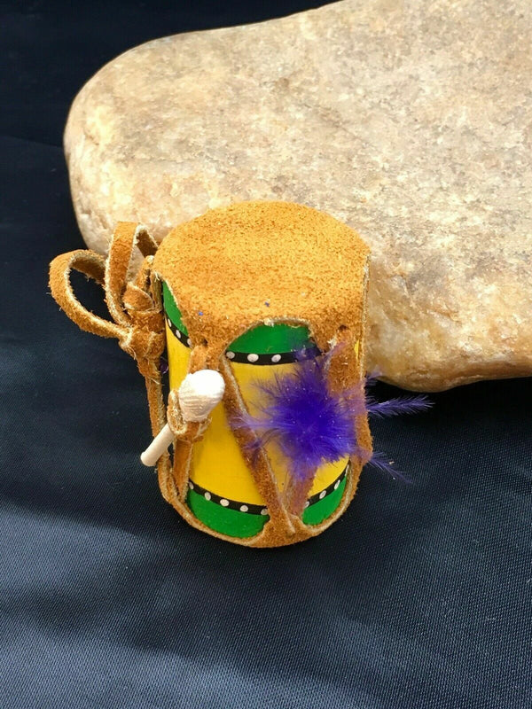 Handmade Leather Drum Car Charm | 2" Mirror Dangler | Miniature Model | 8927