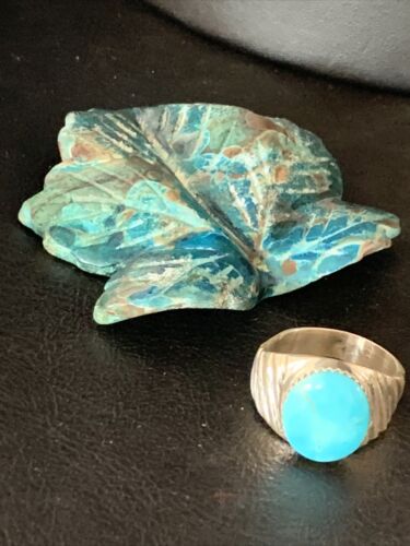 Navajo Blue Kingman Turquoise Ring | Sterling Silver | Sz 9 | Authentic Native American Handmade | 14155
