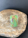Adjustable Navajo Green Mojave Turquoise Ring | Sterling Silver | Sz 8 | Authentic Native American Handmade | 11791
