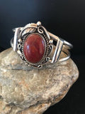 Native American Navajo Apple Coral Bracelet | Sterling Silver | J Platero | 8038