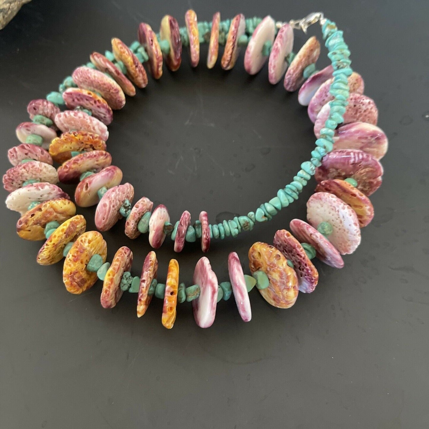 Navajo Purple Spiny Turquoise Necklace | Sterling Silver | Authentic Native American | 24" | 11306