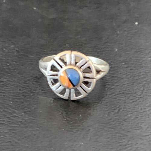 Navajo Blue Lapis Spiny Inlay Ring | Sz 8 | Authentic Native American Handmade | 11183