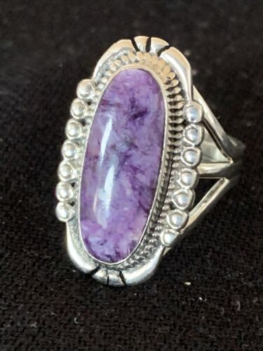 Native American Navajo Purple Charoite Ring | Sterling Silver | Sz 9 | 1453
