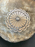 Authentic Native American Navajo Pin | Sterling Silver Stamped Design | Handmade | 1207