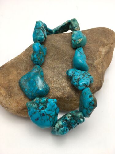 Native American Blue Turquoise Nugget Bead Strand | Free Form | 3152