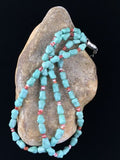 Native American Sterling Silver Blue Turquoise Spiny Oyster Necklace | 18" | 10062