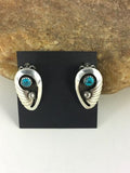 Navajo Blue Turquoise Clip-On Earrings | Sterling Silver | Authentic Native American Handmade | 8864