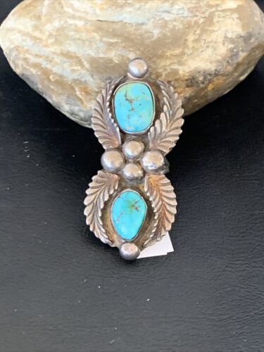 Navajo Blue Royston Turquoise Multi-Stone Ring | Authentic Native American Sterling Silver | Sz 9 | 12064