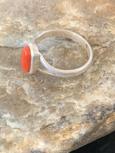 Native American Women's Navajo Red Coral Ring | Sterling Silver | Sz 9 | 10372