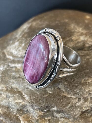 Navajo Turquoise Purple Spiny Oyster Ring | Sterling Silver | Sz 9 | Authentic Native American Handmade | 10297