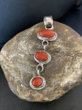 Navajo Red Coral Multi-Stone Necklace Pendant | Authentic Native American Sterling Silver | Multi-Stone | 13244
