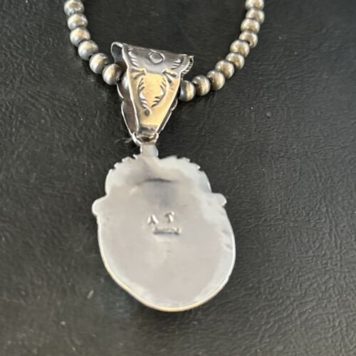 Navajo Blue Golden Hills Pendant Necklace | Sterling Silver | Authentic Native American Handmade | 14623
