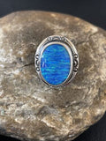 Native American Women's Navajo Blue Opal Ring | Sterling Silver | Sz 6 | 10309