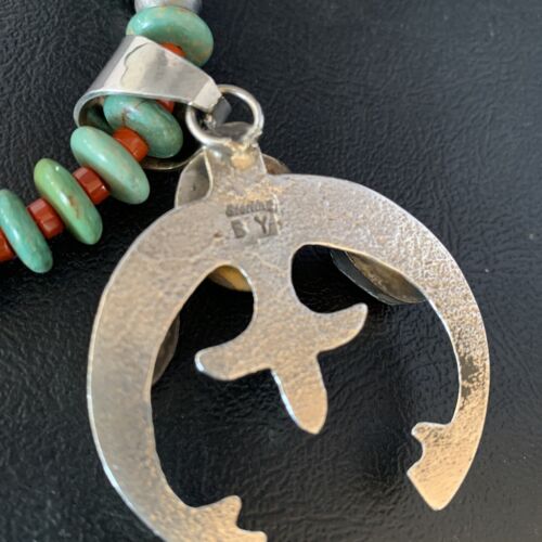 Navajo Pearl Royston Turquoise Coral Necklace with Naja Pendant | Sterling Silver | 13758