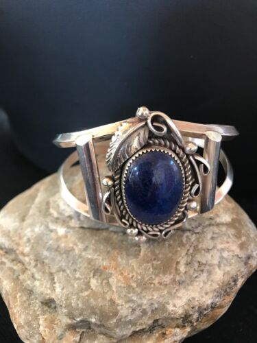 Native American Navajo Lapis Bracelet | Sterling Silver | J Platero | 8039