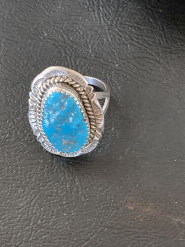 Southwestern Navajo Blue Kingman Turquoise Ring | Sterling Silver | Sz 9 | 12215