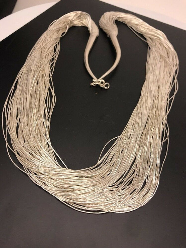 Southwestern Liquid Silver Heishi Necklace | 100 Strands | Sterling Silver | 28" | 1222