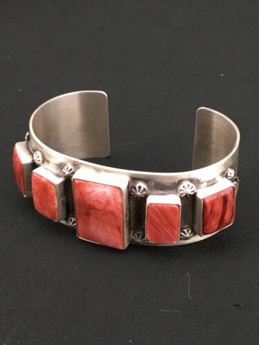 Navajo Spiny Oyster Cuff Bracelet | Sterling Silver | Authentic Native American Handmade | 1314