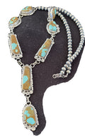 Navajo Turquoise #8 Lariat Necklace | Authentic Native American Sterling Silver | Handmade | 1110