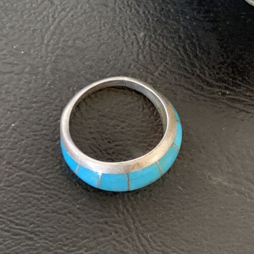 Native American Handmade Navajo Blue Turquoise Inlay Band Ring | Sz 6 | 12392