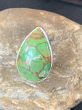Adjustable Navajo Green Mojave Turquoise Ring | Sterling Silver | Sz 8 | 11786