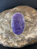 Navajo Purple Charoite Ring | Sterling Silver | Sz 8 Adjustable | Authentic Native American Handmade | 10568