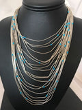 Turquoise Liquid Heishi Necklace | 19 Strand Graduated | Sterling Silver | Authentic Native American Handmade | 3701