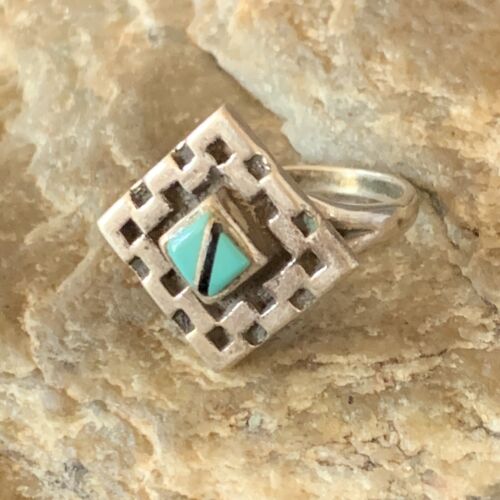 Native American Women's Navajo Blue Kingman Turquoise Inlay Ring | Sz 7 | 13173