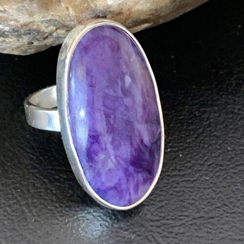 Navajo Purple Charoite Ring | Sterling Silver | Sz 8 Adjustable | Authentic Native American Handmade | 10528