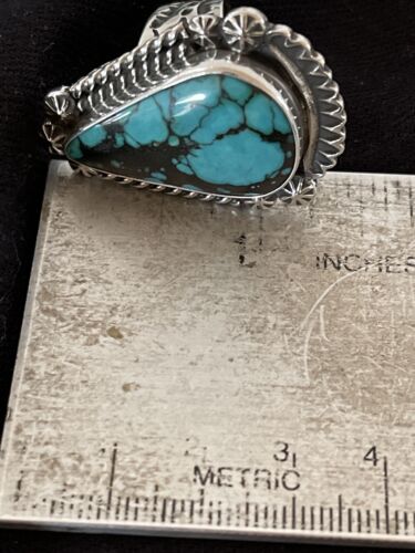 Navajo Blue Spiderweb Turquoise Ring | Sterling Silver | Sz 6.5 | Authentic Native American Handmade | 1065