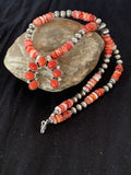 Navajo Spiny Oyster & Coral Naja Pendant | Authentic Native American Sterling Silver | Naja | 4682