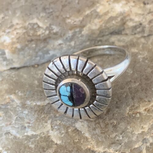 Native American Women's Navajo Blue Turquoise Sugilite Inlay Ring | Sz 5.5 | 11176