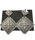 Native American Navajo Stamped Earrings | Sterling Silver | 2.75" | 1733