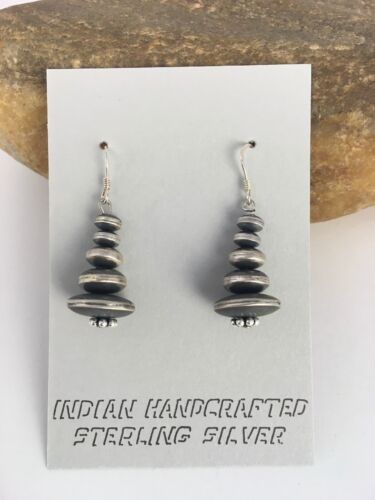 Native American Navajo Pearls Bead Earrings | Sterling Silver | 1.5" | 8861