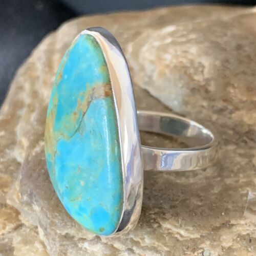 Navajo Blue Kingman Turquoise Ring | Sterling Silver | Sz 8 | Authentic Native American Handmade | 12796