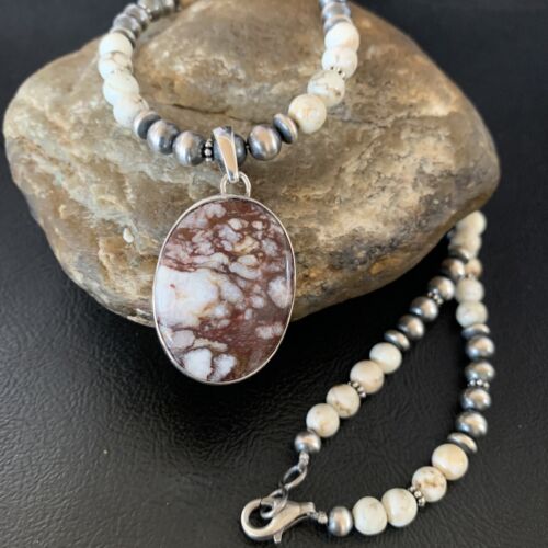 Navajo Wild Horse Turquoise Necklace Pendant | Sterling Silver | 21" | Authentic Native American Handmade | 13316
