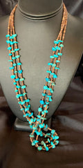 Santo Domingo Spiny Blue Kingman Turquoise Shell Necklace | 3-Strand | 29" | 13061