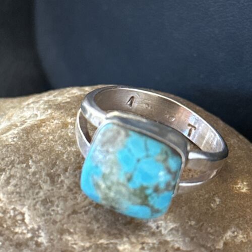 Native American Men's Navajo Blue Turquoise Ring | Sterling Silver | Sz 11 | 14447