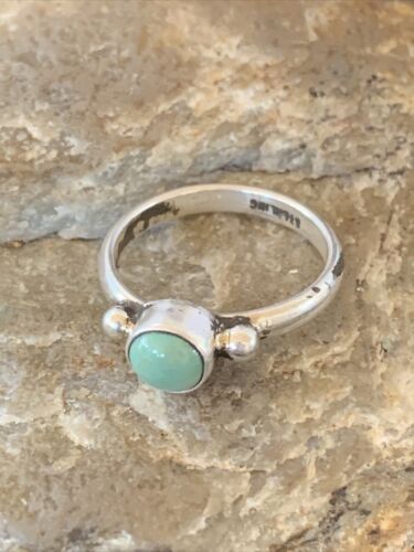 Navajo Green Turquoise Ring | Sterling Silver | Sz 6.5 | Authentic Native American Handmade | 10816